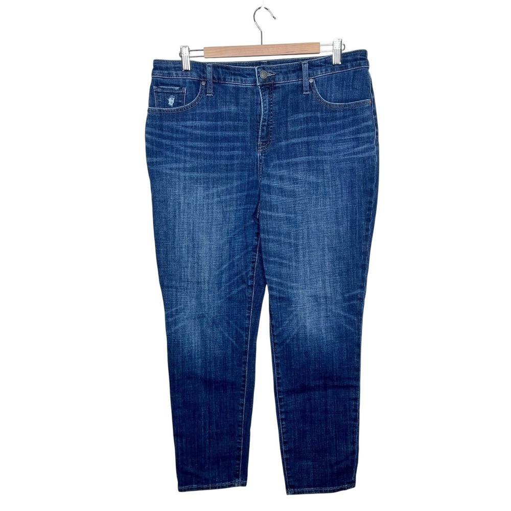 Chicos So Slimming Girlfriend Slim Ankle Jeans Womens Size 12 2 Mid Rise Stretch
